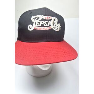 Retro Pepsi Cola Snapback Hat Black Red Green Brim 90s Promo Cap